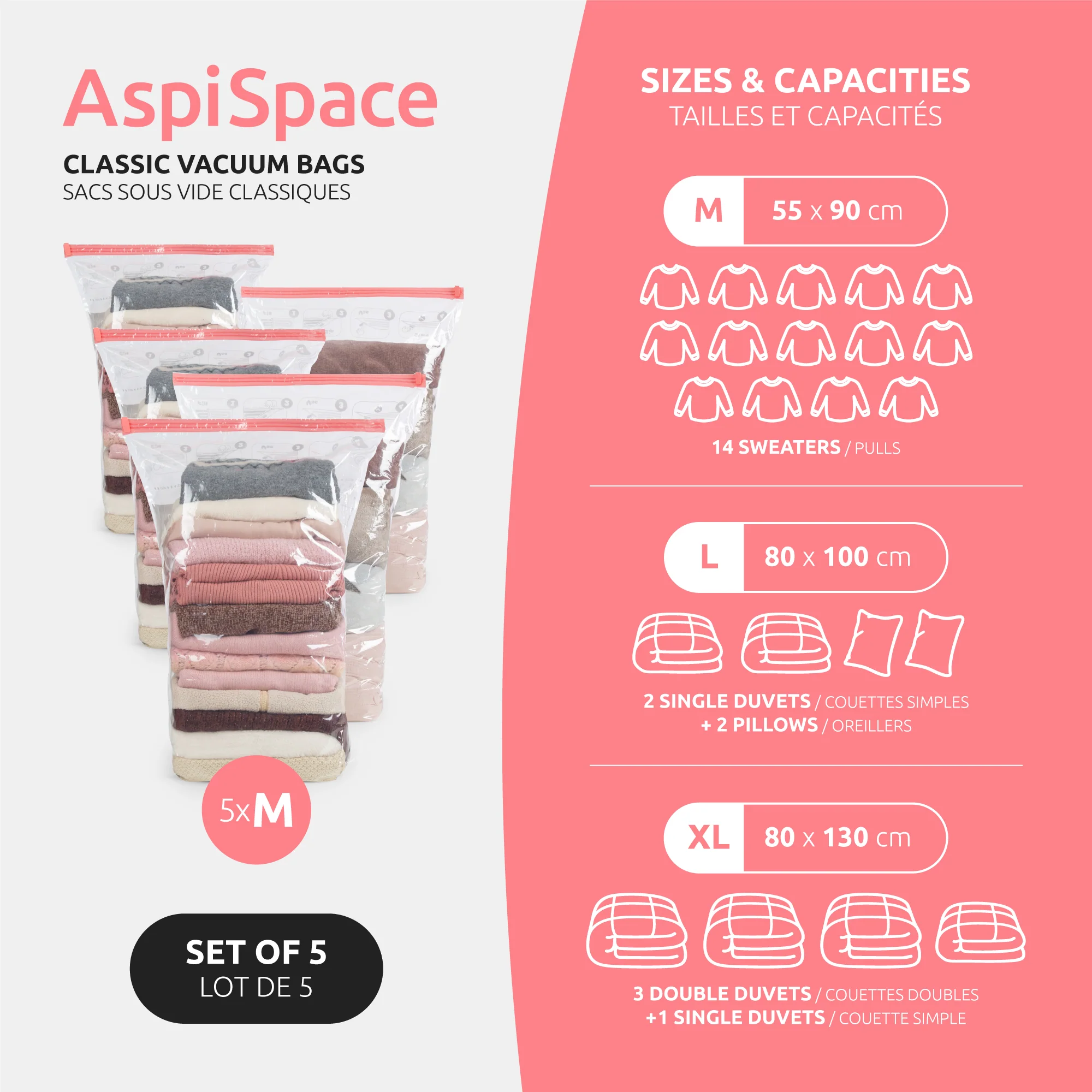Lot de 5 sacs sous vide AspiSpace – Image 5