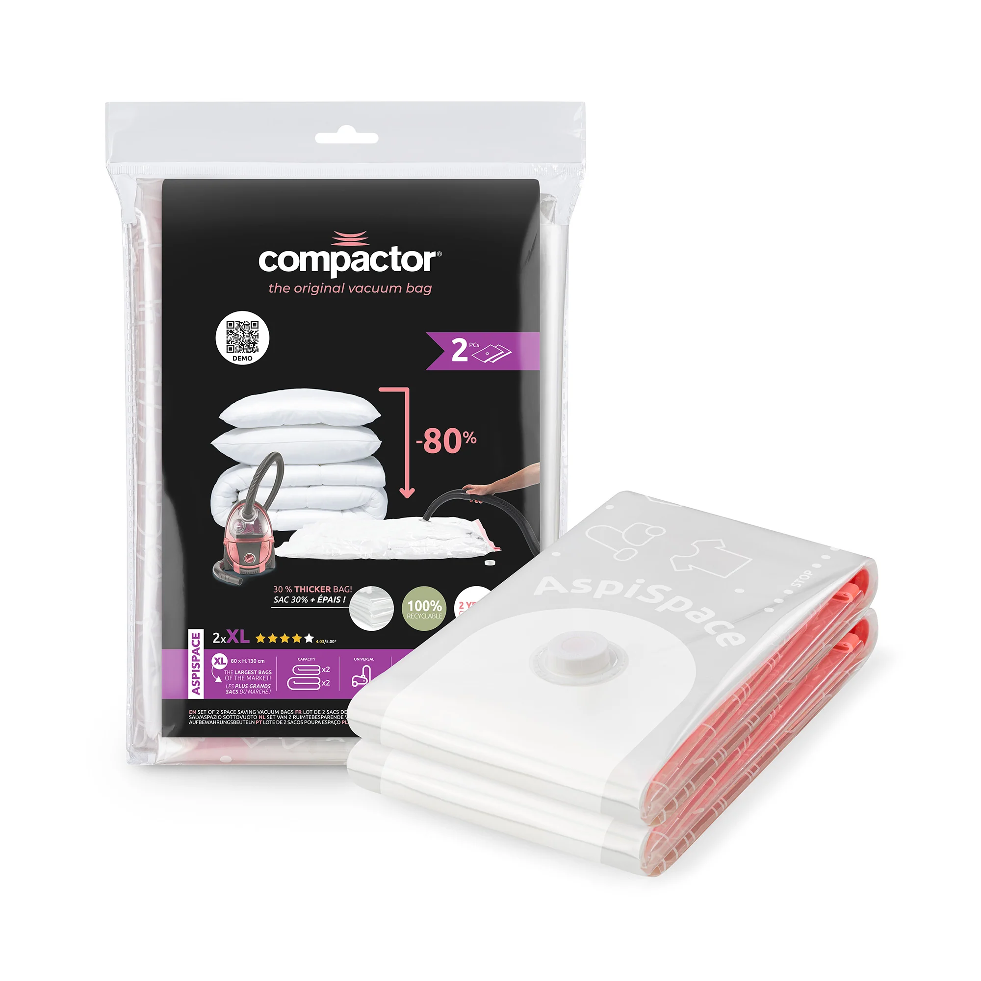 Lot de 2 sacs sous vide AspiSpace