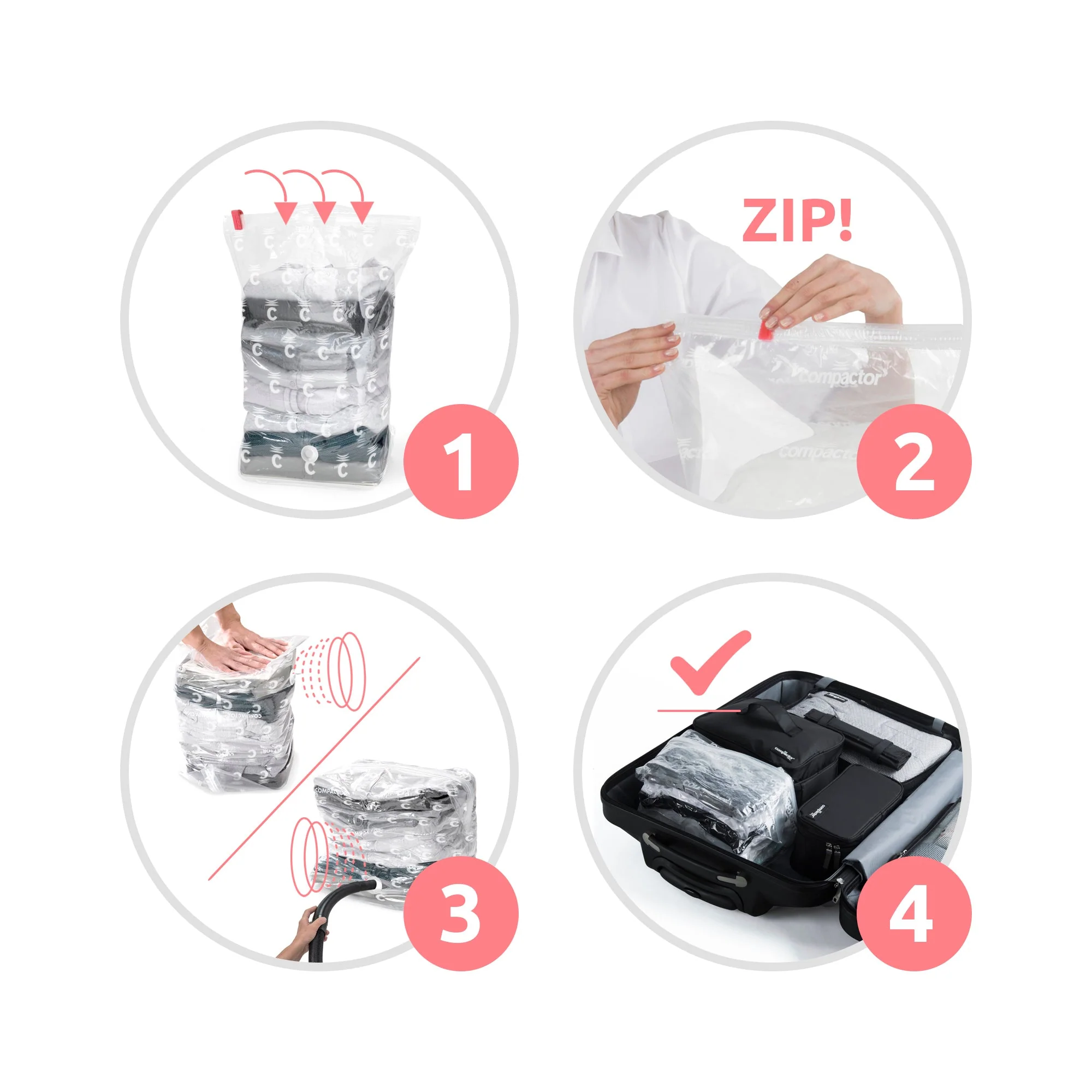 Lot de 6 sacs de rangement sous vide M Compact Express – Image 3