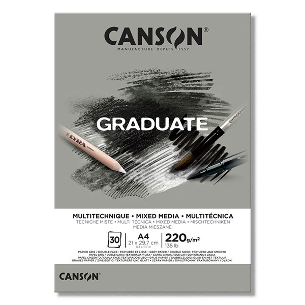 CANSON – Bloc Graduate Mixed Media Gris 220g/m2