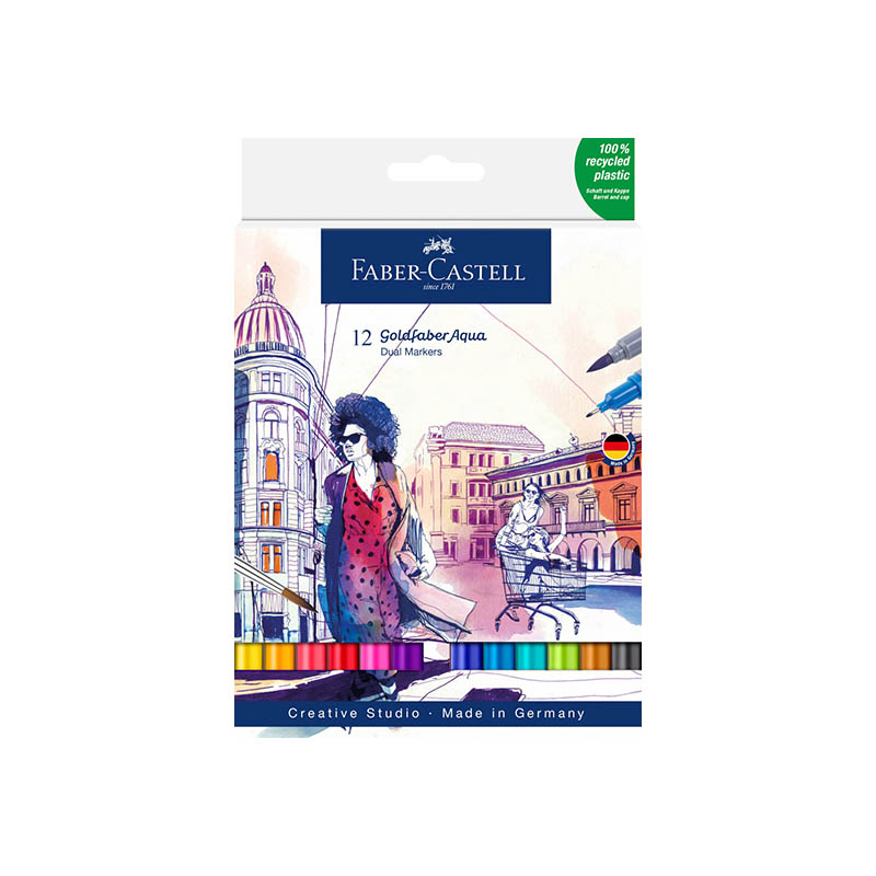 FABER CASTELL – Set de 12 feutres Goldfaber Aqua double pointe