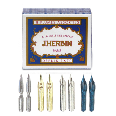 HERBIN – Boîte de 8 plumes assorties N°1